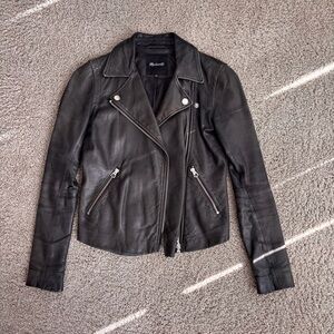 Madewell The Washed Leather Motorcycle Jacket - black - size XXS